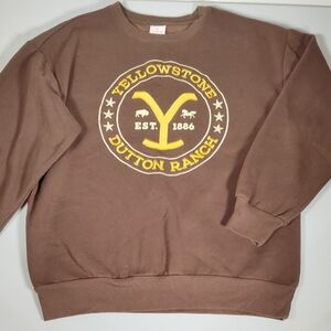 Yellowstone Dutton Ranch Montana brown embroidered logo sweatshirt M